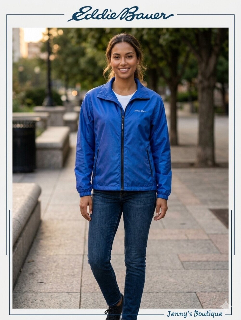 Eddie BAUER VIBRANT BLUE LIGHTWEIGHT FULLZIP JACKET WOMEN'S LARGE